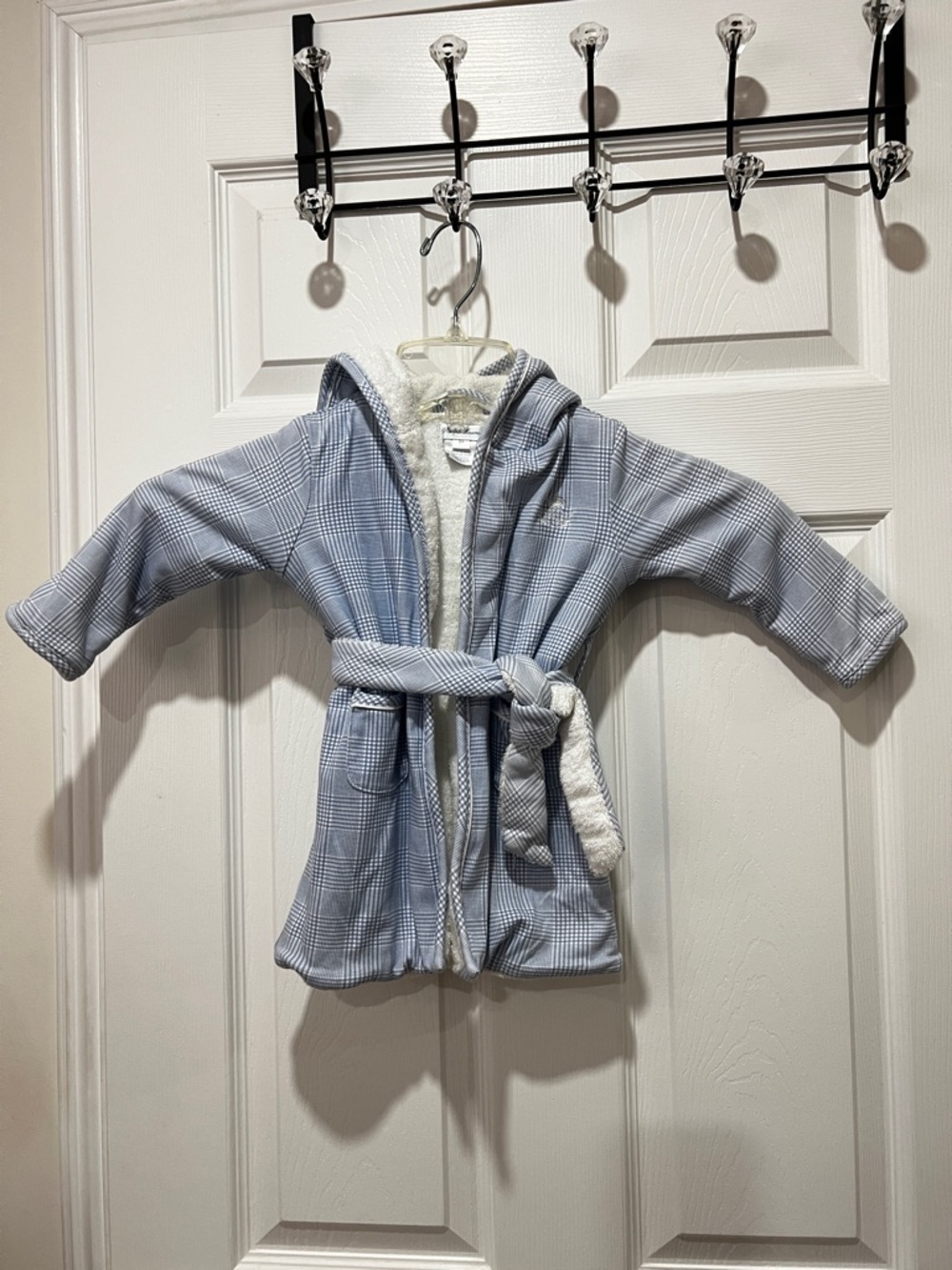 Ralph Lauren Pima Cotton Plaid Hooded Robe Checkered Terrycloth Lining 9Months